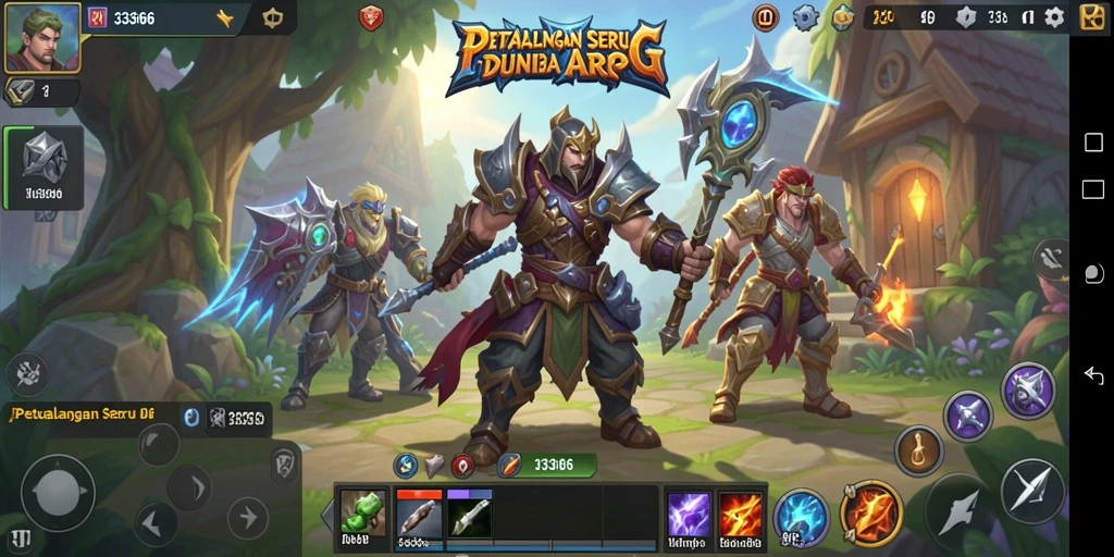 Tampilan menakjubkan dari pertempuran dalam game ARPG.