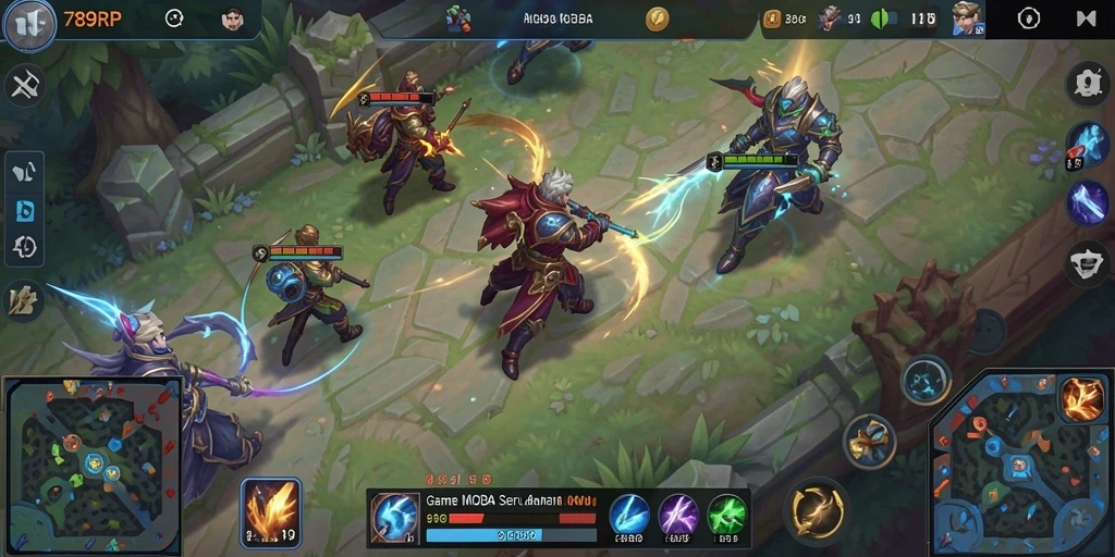 Tampilan gameplay seru dalam 789RP dengan aksi MOBA yang intens.