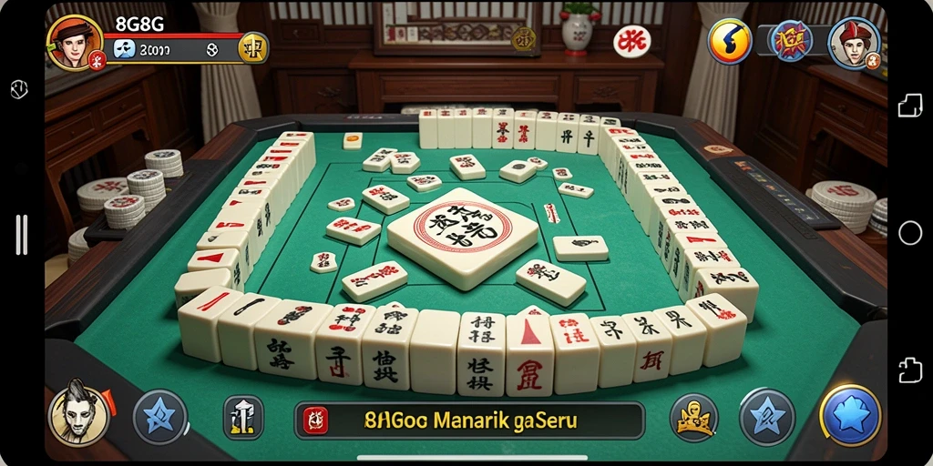 Screenshot gameplay 8G8G menampilkan ubin Mahjong yang colorful.
