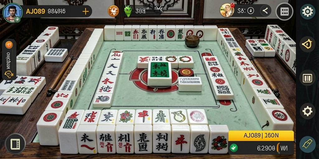 Tampilan menarik dari gameplay Mahjong di AJO89 yang mengasyikkan.