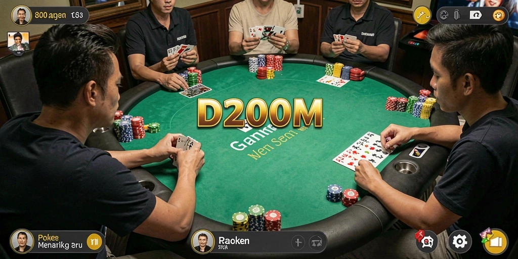 Screenshot D200M menampilkan gameplay seru Poker yang mengasyikkan.