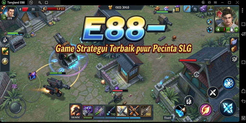Screenshot utama E88 menampilkan aksi pertempuran yang mendebarkan dalam game SLG.