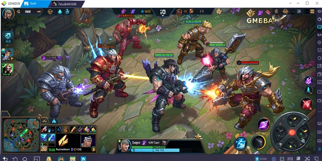 Tangkapan layar gameplay GEMS365 menampilkan aksi seru pertempuran MOBA.