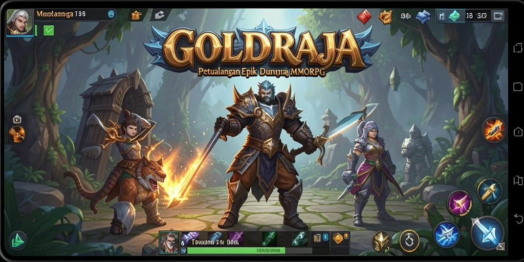 Screenshot gameplay GOLDRAJA menampilkan pertempuran epik antar pemain.