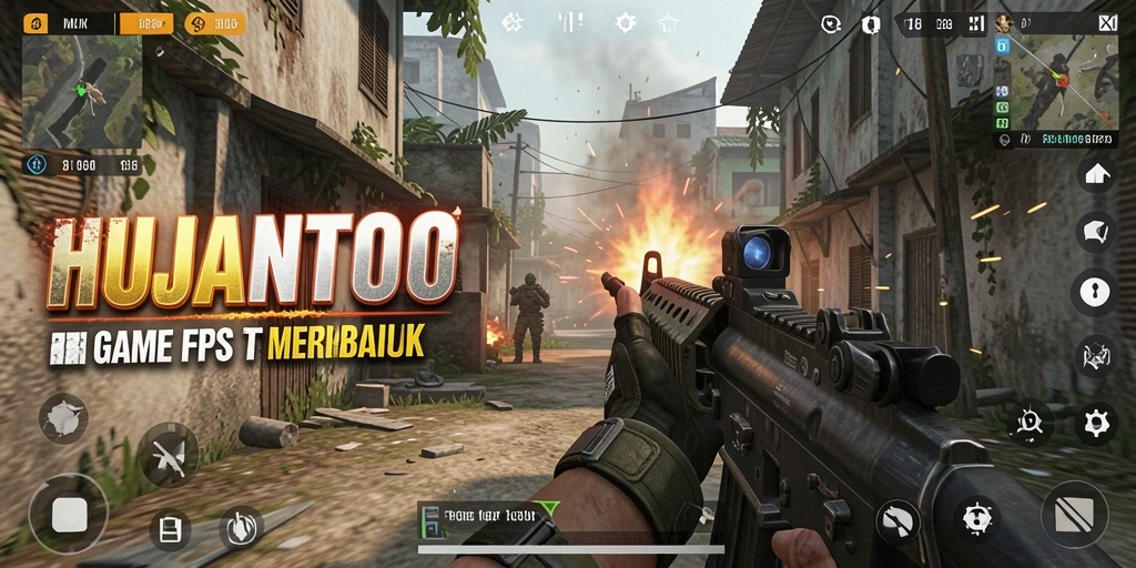 Tampilan gameplay HUJANTOTO dengan aksi menembak yang mendebarkan.