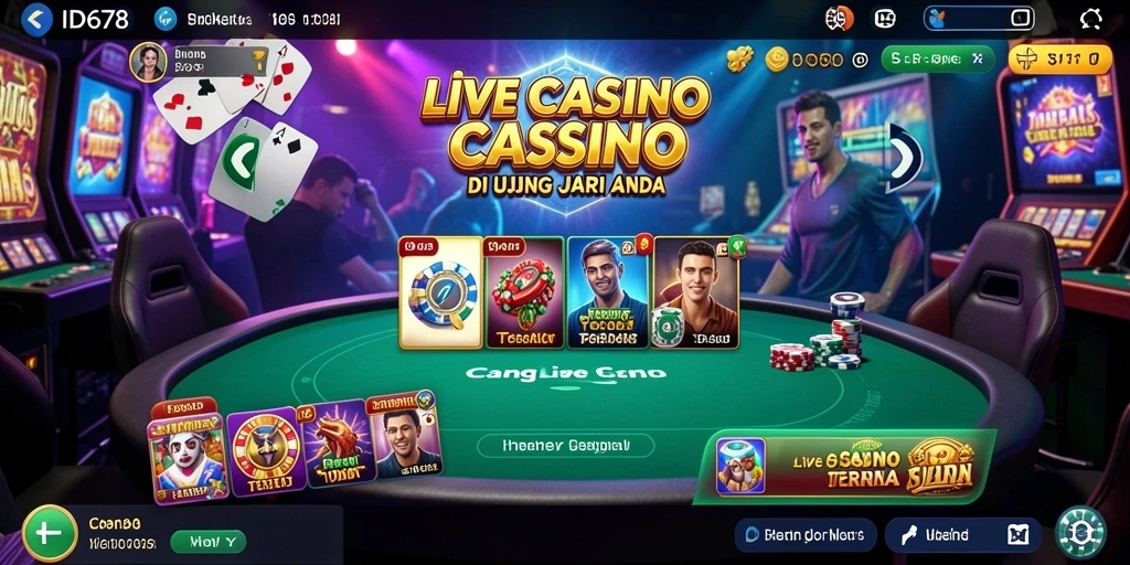 Screenshot ID678 menampilkan gameplay Live Casino yang seru dan interaktif.