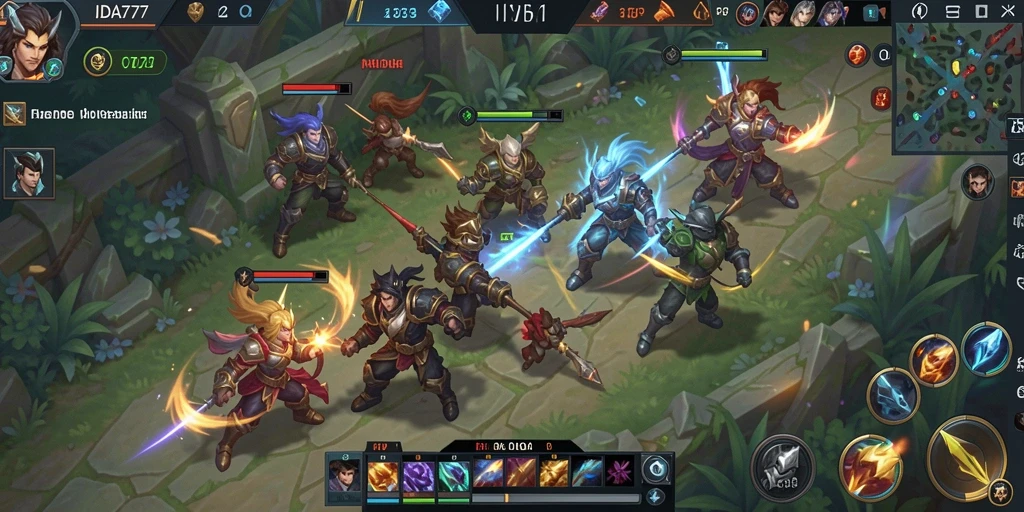 Gameplay seru dari IDA777 yang menunjukkan aksi pertempuran MOBA.