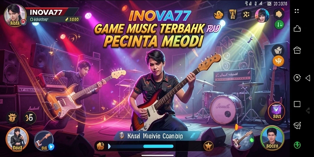 Tangkapan layar gameplay INOVA77 menunjukkan keseruan bermain musik.