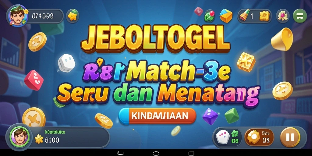 Screenshot gameplay JEBOLTOGEL menampilkan keseruan mencocokkan item.