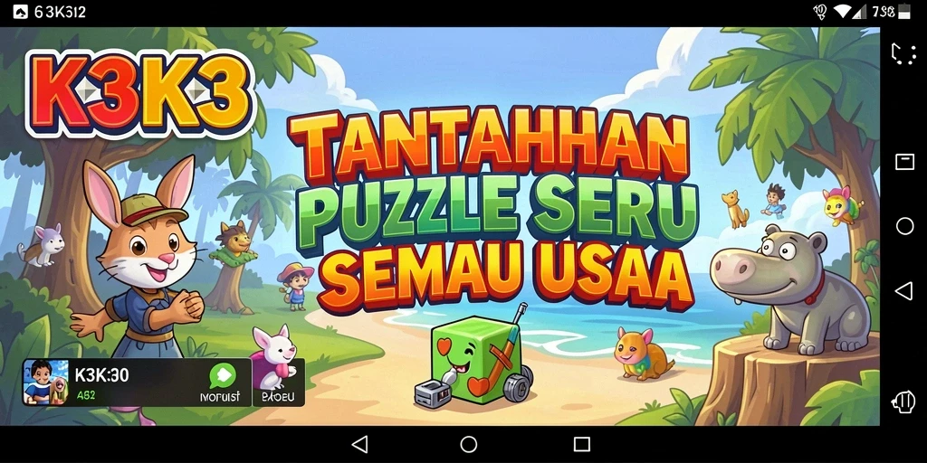 Screenshot K3K3 menampilkan gameplay puzzle yang seru dan menantang.