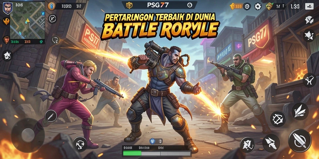Tampilan mendebarkan dari gameplay Battle Royale PSG77.