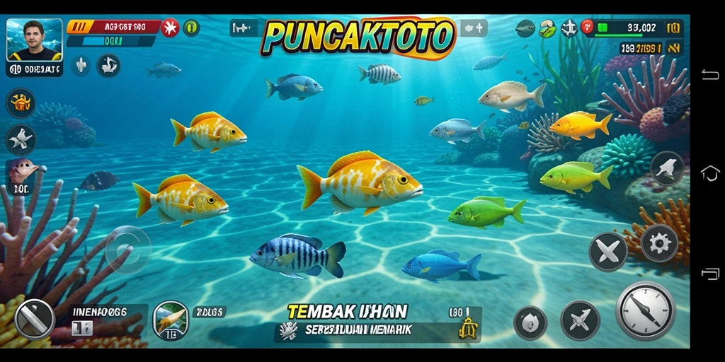 Gameplay seru PUNCAKTOTO menembak ikan dengan berbagai bonus.