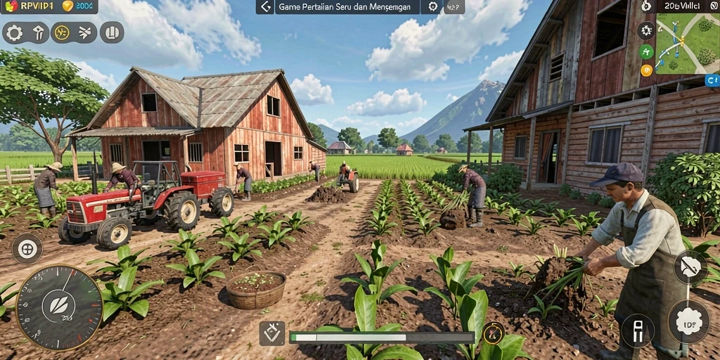 Tampilan gameplay RPVIP1 yang seru dan interaktif dengan pertanian.