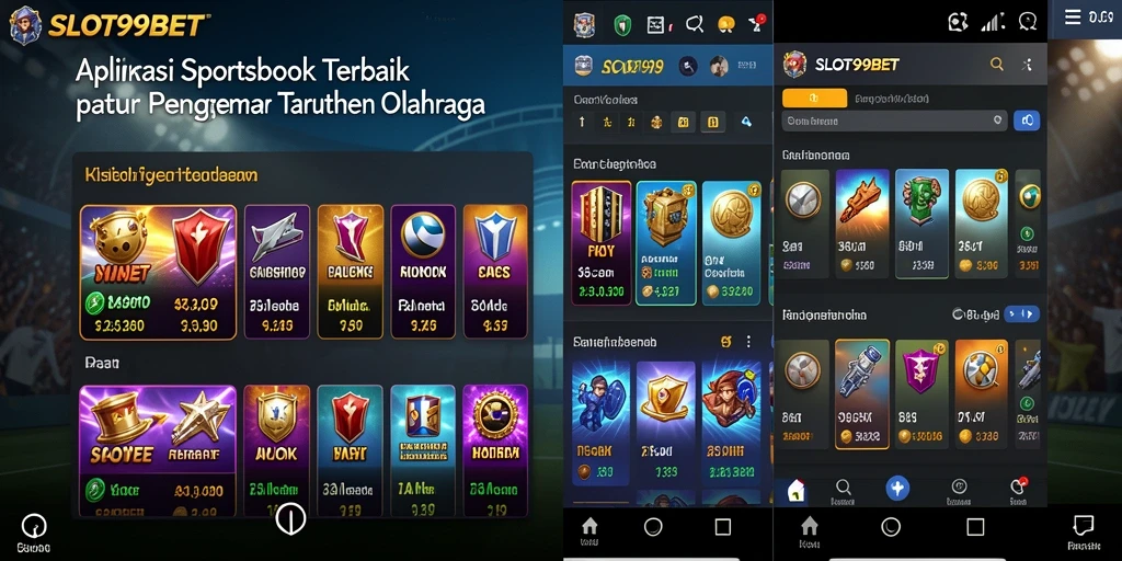 Tampilan menarik dari aplikasi SLOT99BET dengan elemen Sportsbook.