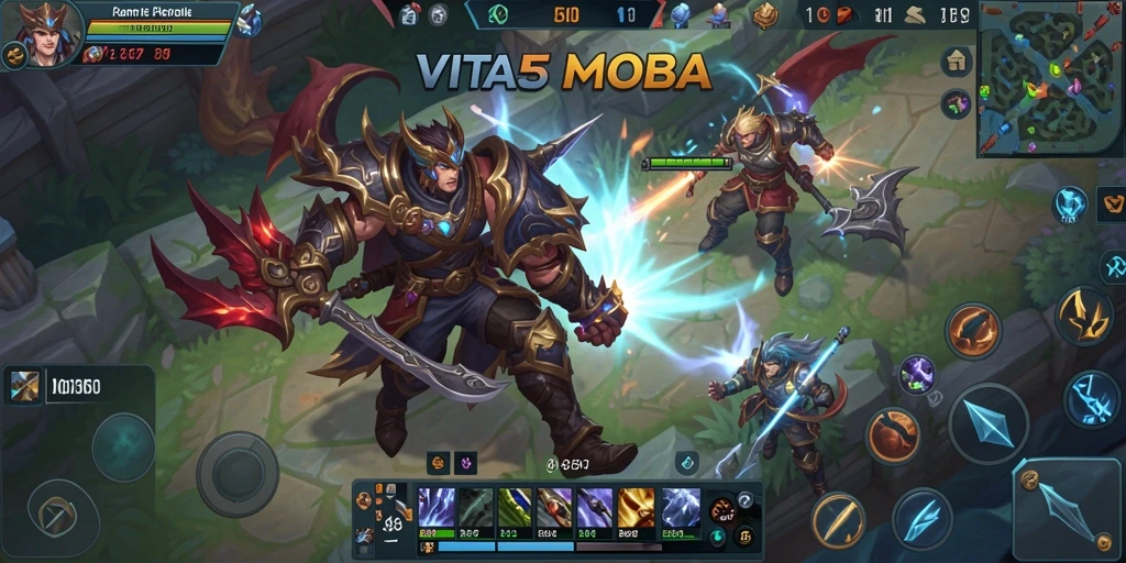 Screenshot VITA555 menampilkan aksi seru dalam pertempuran MOBA.